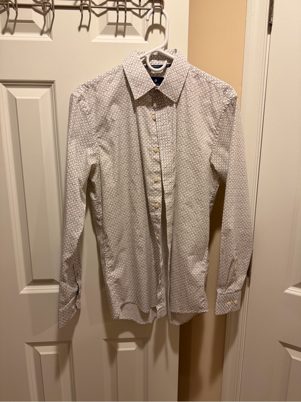 Ben Sherman White Dress Shirt with Micro Hex Print